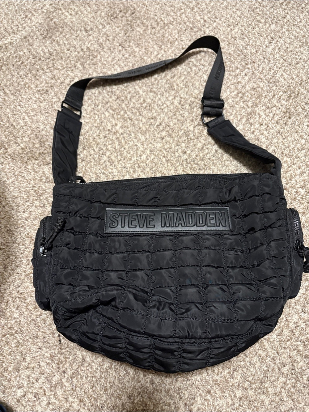 Steve Madden Black Quilted Belt/Crossbody Bag